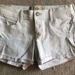 Hollister Ladies White Denim Ripped Jean 4-Pocket Shorts, Size 5